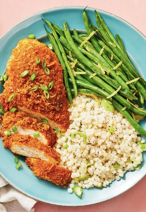 Hello Fresh Chicken, Herb Couscous, Hello Fresh Dinners, Crispy Parmesan Chicken, Chicken With Couscous, Easy Parmesan Crusted Chicken, Best Easy Dinner Recipes, Couscous Recipe, Hello Fresh Recipes