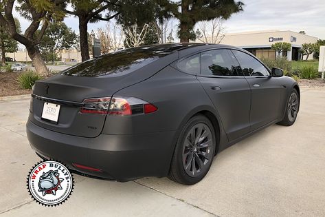 3M Deep Matte Black Tesla S Wrap – Wrap Bullys Wrapped Tesla, Black Tesla, Matte Black Wrap, Tesla S, Cargo Van, Black Wrap, Car Wrap, Range Rover, Tesla