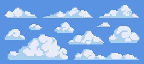 Fluffy clouds pixel art icon set smoke o... | Premium Vector #Freepik #vector #fluffy-clouds #cloud #white-cloud #cloudy Pixel Art Icon, Elements Logo, Empty Picture Frames, Window Shadow, Shadow Drawing, Easy Perler Bead Patterns, Gallery Frames, Fluffy Clouds, Clouds Pattern