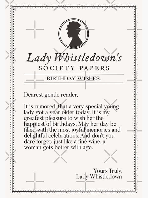 Bridgestone Party, Elegant Birthday Wishes, Happy 21st Birthday Wishes, Bridgerton Party, 21st Birthday Wishes, Birthday Newspaper, Lady Whistledown, Netflix Tv, Birthday Inspo