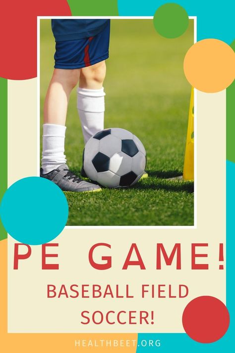 This fun PE game is a cross between baseball and soccer. It's perfect for elementary kids learning skills like dribbling, punting and trapping. Pe Games Elementary, Recess Games, Recess Time, Elementary Pe, Partner Games, Pe Lessons, Pe Class, Pe Games, Pe Teachers