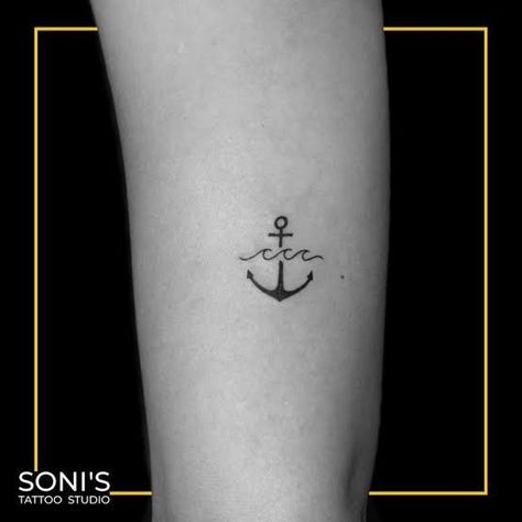 Anchor And Wave Tattoo, Anker Tattoo For Women, Anchor Tattoos For Women Inspiration, Anchor Tattoos For Women, Navy Anchor Tattoos, Simple Anchor Tattoo, Wedding Date Tattoos, Small Anchor Tattoos, Navy Tattoos