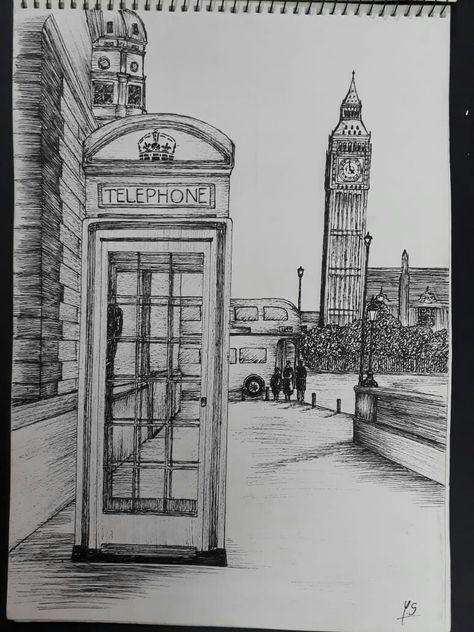 London sketches by Yanzar Sarim Cities Drawing Sketches, Architecture City Drawing, Art Sketches City, Sketches Of Cities, City Sketch Pencil Easy, London Architecture Drawing, Drawing Of London, London Sketch Draw, Aesthetic Sketches Pencil