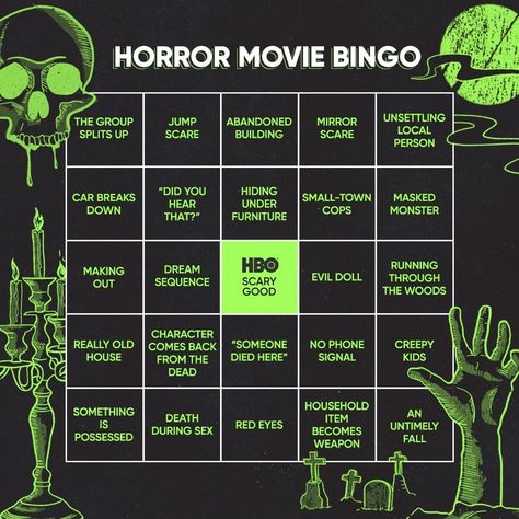 Horror Movie Rules, Horror Movie Night Party, Scary Movie Halloween Party, Halloween Movie Bingo, Slasher Summer Movies, Horror Movie Drinking Game, Horror Movie Bingo, Horror Movie Sleepover, Slasher Summer Party