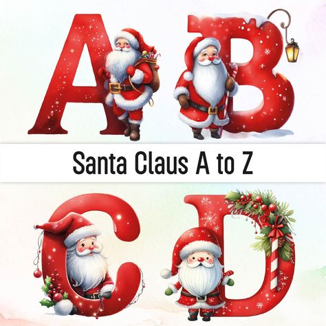 Merry Christmas Letters Free Printables, Christmas Lettering Alphabet, Christmas Alphabet Letters Printable, Christmas Initials, Christmas Alphabet Letters, Christmas Boarders, Name Watercolor, Scrapbook Memories, Santa Letters