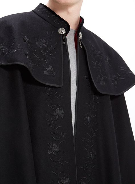 Warlock Costume, Fantasy Cape, Wool Cloak, God Clothing, Male Witch, Embroidered Cape, Prince Clothes, Shoulder Cape, Wedding Cape