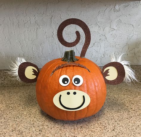 Monkey Pumpkin Painting, Monkey Pumpkin Carving, Monkey Pumpkin, Pumpkin Painting Ideas For Kids, Pumpkin Animals, Paint Monkey, Painting Ideas For Kids, Creative Pumpkin Decorating, Character Pumpkins