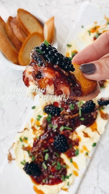 Fig Jam Butter Board, Butter Board With Balsamic, Fig Butter Board, Butter Board Trend, Blackberry Ricotta, Butter Boards, Fig Butter, Butter Board, Fig Spread