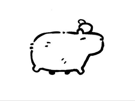 Cute Black And White Doodles, Capybara Tattoo Small Simple, Cute Animals Doodles, Cool Doodles Easy Simple, Simple Doodles Drawings Cute, Outline Drawings Simple, Capybara Doodle, Llama Doodle, Small Cute Drawings