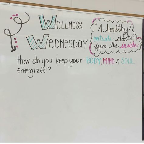 Wellness Wednesday.. "A healthy outside starts from the inside." How do you keep your body, mind, and soul energized? Wednesday Whiteboard, Breathing Gif, Morning Questions, Wednesday Writing, Whiteboard Activities, Whiteboard Writing, Whiteboard Prompts, Whiteboard Questions, Morning Writing