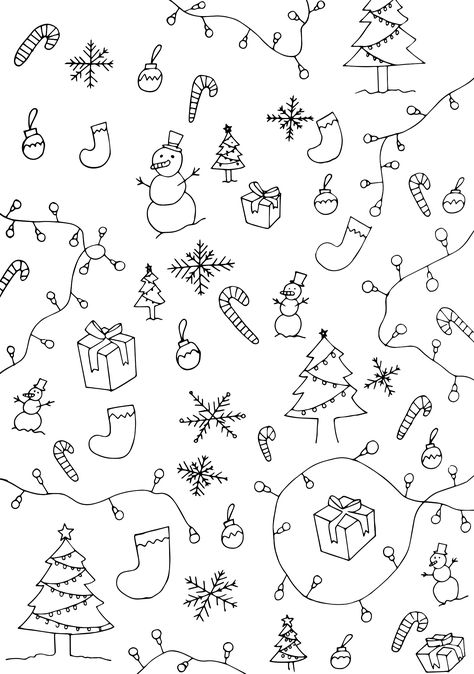 Christmas Doodles, Sketch Notes, Wrapping Paper Christmas, Christmas Coloring, Bullet Journal Doodles, Paper Drawing, Christmas Drawing, Journal Doodles, Christmas Coloring Pages