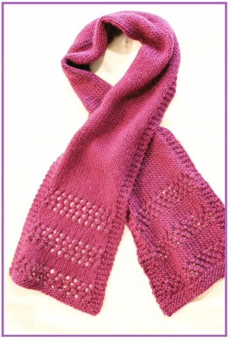 Free Beginner Eyelet Scarf Knitting Pattern Knitting Patterns For Scarves Free, Free Knitting Patterns For Scarfs, Quick Knit Gifts For Men, Caron Simply Soft Knitting Patterns Free, Basic Scarf Knitting Pattern, Knitted Scarves Free Patterns Easy, Knit Scarves Patterns Free, Free Knitted Scarf Patterns, Easy Knit Scarf Patterns Free