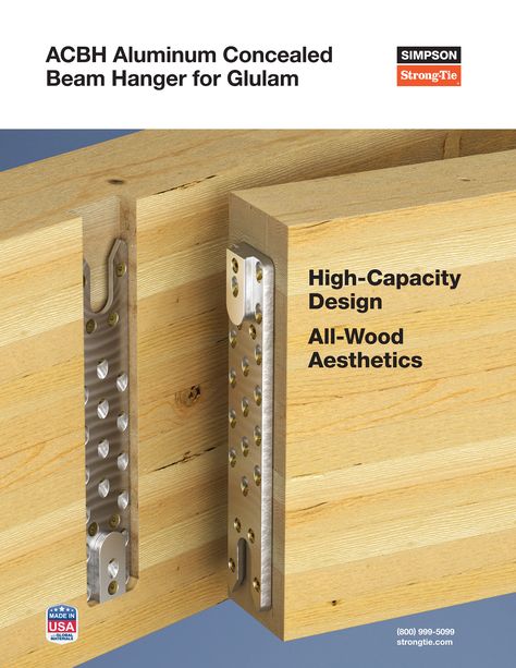 ACBH™ Concealed Beam Hanger | Simpson Strong-Tie Beam Hangers, Seismic Design, Mass Timber, Support Beam, Timber Construction, Construction Design, Wood Beams, Hangers, Beams