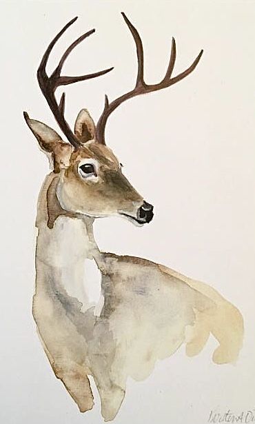 Winter Painting Tutorial, Christmas Paintings Easy, Deer Drawing, Painting In Acrylic, Paintings Easy, Hand Drawn Christmas, Deer Illustration, Watercolor Art Journal, Deer Painting