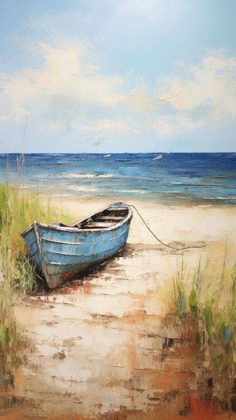 Beach Paintings On Canvas Acrylics, Seascape Paintings Beach Scenes, Beach Scenes Photography, Sea Side Painting, Sea Painting Ideas, Sea Shore Painting, Sea Beach Painting, Beach Phone Wallpaper, The Sea Painting