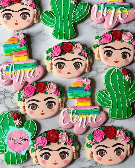 Frida Cookies Decorated, Cookies Decoration, Fiesta Theme, I Want To Eat, Cookie Art, Theme Birthday, Custom Cookies, Decorated Cookies, Royal Icing