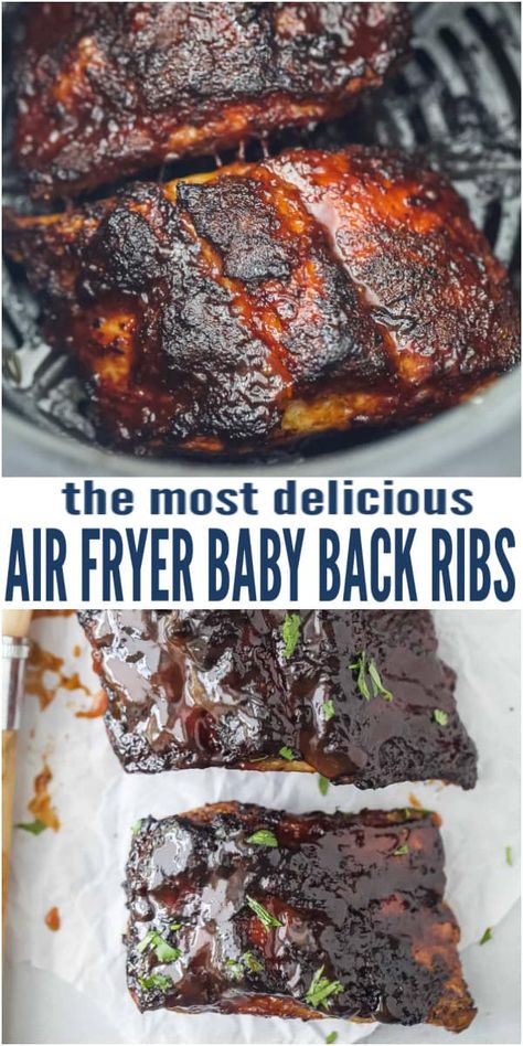 Air Fryer Baby Back Ribs, Air Fryer Ribs, Air Fryer Recipes Ribs, Babyback Ribs Recipe, Pork Ribs Grilled, New Air Fryer Recipes, Cooks Air Fryer, Pork Rib Recipes, Air Fried Food