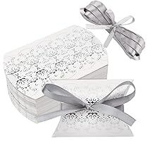 White And Silver Party, Wedding Favors Boxes, Silver Wedding Favors, Mini Kraft, Ribbon Paper, Pillow Boxes, Candy Wedding Favors, Silver Pillows, Candy Party Favors