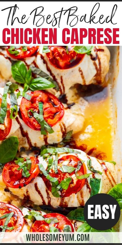 Balsamic Chicken Caprese Good Housekeeping, Baked Chicken Tomato Mozzarella, Healthy Chicken Recipes In Oven, Chicken Recipes Caprese, Healthy Chicken Caprese Recipe, Baked Chicken Margherita, Capri Chicken Recipe, Best Summer Chicken Recipes, Healthy Delicious Crockpot Recipes