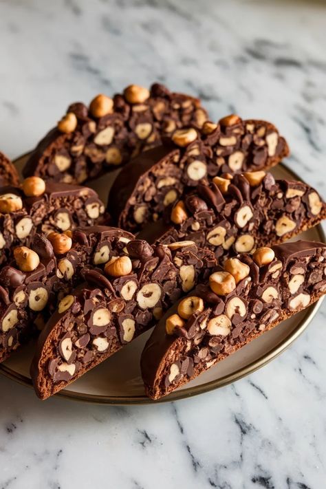 A photo of a  Chocolate Hazelnut Biscotti a winter baking recipes Traditional Christmas Baking Recipes, Winter Bakes, Christmas Biscotti Recipe, Hazelnut Biscotti Recipe, Chocolate Hazelnut Biscotti, Traditional Christmas Baking, Christmas Biscotti, Winter Baking Recipes, Hazelnut Biscotti