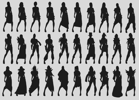 Character Silhouettes Concept, Character Silhouette Design, Silhouette Concept Art, Character Design Silhouette, Animation Perspective, Perspective Illustration, Lady Warrior, Shape Language, Character Silhouette