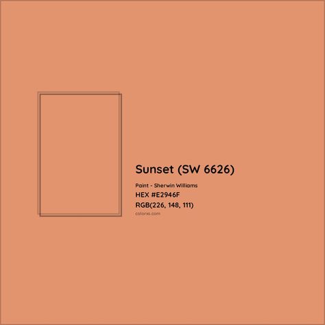 HEX #E2946F Sunset (SW 6626) Paint Sherwin Williams - Color Code Sherwin Williams Sunset, Sunset Paint, Paint Pallet, Analogous Color Scheme, Paint Color Codes, Rgb Color Codes, Hexadecimal Color, Choosing Paint Colours, Rgb Color Wheel