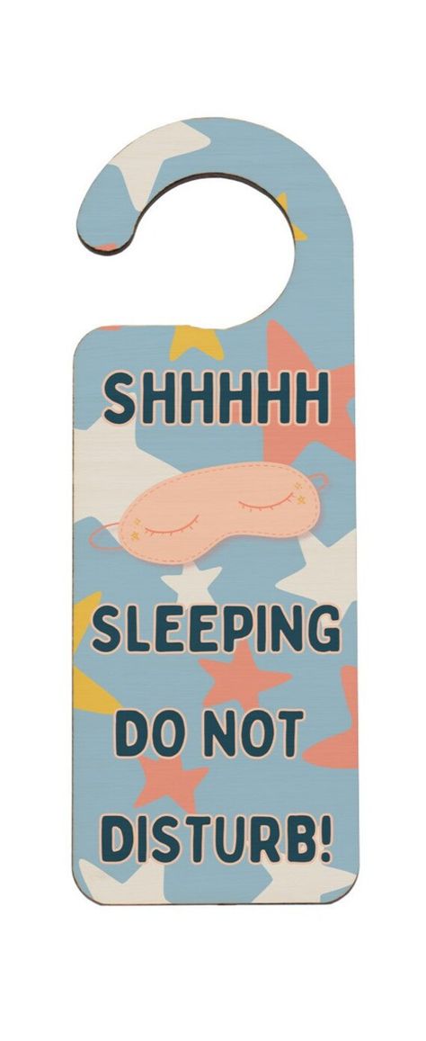 Introducing our beautiful Full Colour Plywood Door Hanger, specially designed to add a touch of tranquility to your bedroom. This stunning, quality plywood sign features a captivating full colour design that will effortlessly complement any home decor. With its charming message that reads 'Shhhhh Sleeping Do Not Disturb', this door hanger is the perfect way to ensure a peaceful and uninterrupted sleep. It makes a thoughtful gift for anyone who values their sleep and dreams. Whether you're lookin Signs For Door, Bedroom Door Decor, Enchanting Bedroom, Plywood Sign, Do Not Disturb Door Hanger, Bedroom Door Handles, Plywood Door, Preppy Posters, Printable Diy Crafts