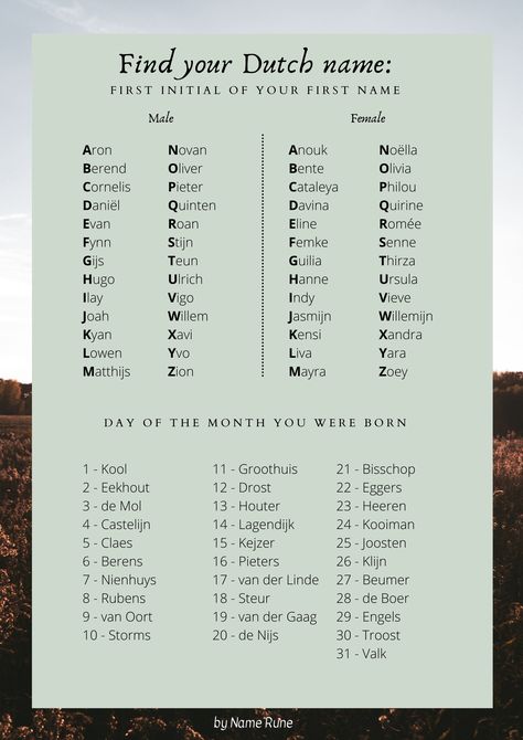 Tulips and mills! Find your Dutch name with this simple name generator. Dutch Last Names, German Last Names, Random Name Generator, Writing A Novel Tips, Last Names For Characters, Countdown To Countdown, Funny Name Generator, Dutch Names, Soldier Poet King