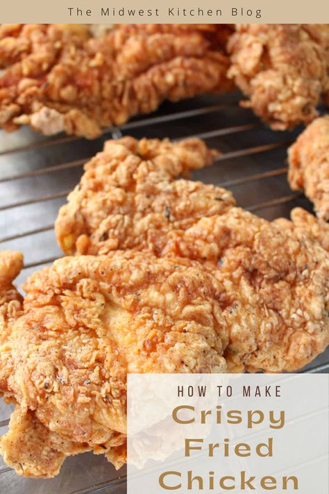 Dairy Free Fried Chicken, Chicken Fried Chicken Easy, Fried Chicken Recipe Without Buttermilk, Crispy Fried Chicken Breast, Wings In The Air Fryer, Fried Chicken Breast Recipe, Midwest Kitchen, Easy Fried Chicken, Chicken Fried Chicken