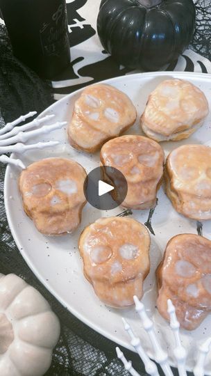 4.6K views · 720 reactions | CHERRY PIE SKULLS💀♥️~ Make these.. they will be such a hit! ✨✨
Save and Share for Halloween and Join me for more ideas @downrosemaryroad!🥰

Recipe🖤🖤🖤

Skulls 💀

1 can of cherry pie filling **i used the @lucky_leaf_fruit_filling organic cherry filling 
2 cans of original biscuits split in half 
Melted butter for brushing 

Vanilla glaze💀

1 cup of powdered sugar 
1/2 tbsp of CLEAR Vanilla for a whiter look 
1 tbsp of half and half at a time until desired consistency 

Heat oven to 350. Use a skull pan. Brush melted butter in each skull. You need 1 biscuit per skull. Split biscuits in half. Stretch out each dough half With your fingers. Press one half into each skull. Add a heaping tbsp of cherry pie filling to each skull. Add another dough half and pinch Can Of Cherry Pie Filling, Campfire Foods, Lucky Leaf, Cherry Filling, Vanilla Glaze, Campfire Food, Fruit Filling, Cherry Pie Filling, Half And Half