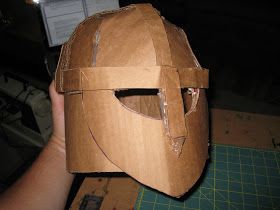 Happily Ever Crafter: DIY: Building a Medieval Helmet Out of Cardboard Cardboard Helmet, Diy Helmet, Helmet Template, Medieval Helmet, Cardboard Mask, Roman Helmet, Knight Helmet, Medieval Party, Medieval Helmets