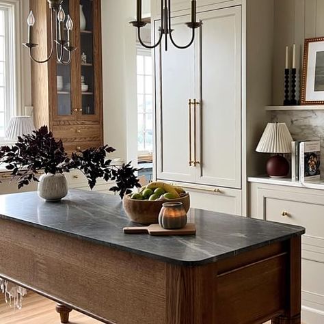 Erin Conway Kismet House, Kismet House Kitchen, Erin Conway, Kismet House, Kitchen Island Lights, Silver Mist, Stone Kitchen, Kitchen Farmhouse, Flagstaff