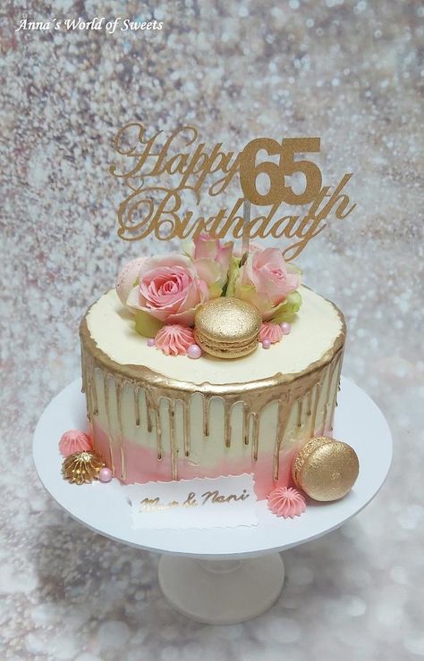 Gold Pink Cake, Golden Birthday Cake Ideas, 65th Birthday Party Ideas, 65 Birthday Cake, 75 Birthday Cake, Golden Birthday Cakes, Birthday Cake For Mom, 70th Birthday Cake, Birthday Cakes For Her