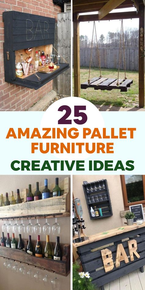 Discover innovative pallet furniture ideas to elevate your space! Give new life to wooden pallets by crafting chic and cost-effective pieces that bring a rustic and one-of-a-kind feel to your home. Whether you're looking to cozy up your outdoor area with a pallet sofa or infuse farmhouse charm indoors with a pallet coffee table, our comprehensive DIY tutorials offer detailed steps and design inspiration. Embrace sustainability while enhancing your home decor! Pallet Furniture Ideas, Repurpose Pallets, Diy Porch Swing, Diy Dog Crate, Diy Wood Pallet Projects, Diy Playroom, Diy Pallet Sofa, Diy Pallet Bed, Pallet Projects Easy