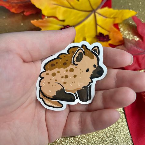 just a little guy. sittin ~ About 2.2 x 2.1 Inches~ Glossy Vinyl~ Professionally made / weather-proof Spicymochi Art, Cute Hyena Drawing, Hyena Cute, Cute Hyena, Cartoon Animal Stickers, Cute Wolf Stickers, Cute Wolf, Comfort Art, Spooky Stickers