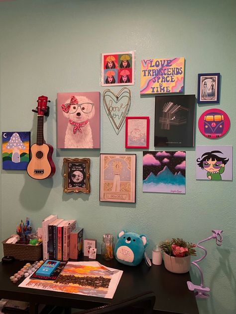 #eclecticdecor #eclectic #y2k #y2kaesthetic #ukulele #mushroompainting #mushroom #harrystyles #avatarthelastairbender #kyoshi #gallerywall #gallery #roomdecoration #roomideas Eclectic Wall Art, Eclectic Decor, Avatar The Last Airbender, Y2k Aesthetic, Ukulele, Harry Styles, Room Ideas, Art Wall, Gallery Wall