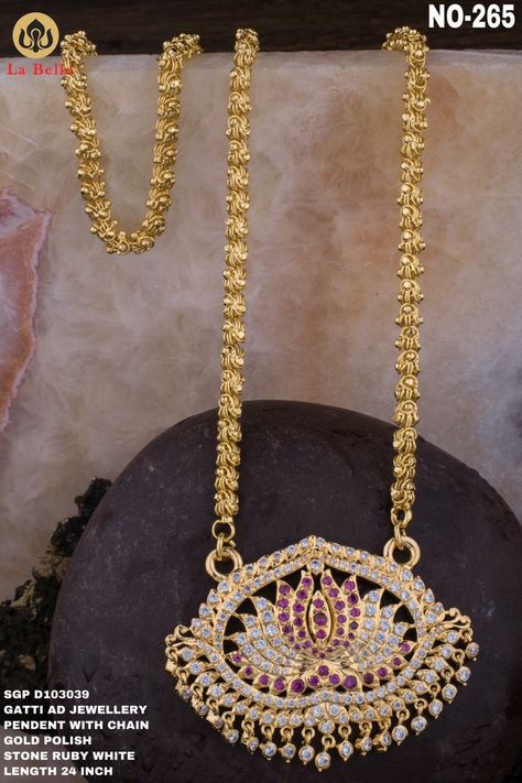 Stone Dollar Chain Gold Indian, Dollar Chain Gold, Dollar Chain Gold Indian, Panchaloha Jewellery, Rudraksha Pendant, Dollar Chain, Vintage Indian Jewelry, Temple Jewellery Earrings, Gold Pendent