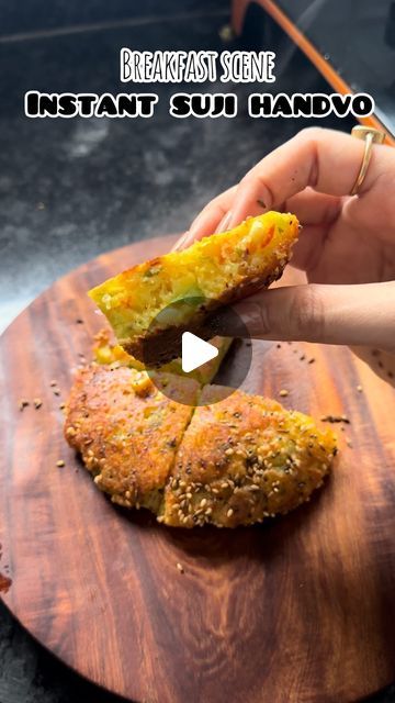 Aishwarya sonvane on Instagram: "Gujrati famous breakfast Instant suji handvo  It was my first time making this instant handvo and I must say it tasted delicious,cooked perfectly and a perfect crispy golden brown crust. You can customise the vegetables according to your choices   ✅save it and try later   Recipe details: 1 cup rava/suji/semolina  1/2 cup dahi/curd  1/4th cup water  Mix everything together,add water gradually and mix  Leave this mix for 10-15 minutes  Now chop some vegetables meanwhile I’ve chopped  1 onion  1 capsicum  Carrot  Sweet corn  Coriander  Now take the batter and add 1-2 tsp turmeric powder,salt and 1 tbsp ginger-green chilli paste and mix everything  After that add all the veggies and give it a good mix  Meanwhile take a pan add 1 tbsp of oil in that crackle some Snack Items For A Party, Instant Handvo Recipe, Handvo Recipe Indian, Gujrati Dishes Recipe, Rava Recipes Indian Breakfast, Instant Breakfast Recipes Indian Veg, Suji Recipes Indian, Veg Breakfast Recipes Indian, Rava Recipes