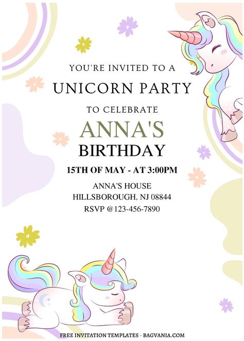 Download (Free Editable PDF) Spectral Rainbow Unicorn Birthday Invitation Templates #free #freeinvitation2019 #birthday #disney #invitations #invitationtemplates Unicorn Birthday Invitations Free, Unicorn Birthday Invitations Template, Unicorn Invitation Template Editable, Unicorn Invitation Template, Rainbow Unicorn Birthday Invitations, Rainbow Unicorn Invitations, Birthday Party Invitations Free, Party Decoration Items, Unicorn Birthday Invitation