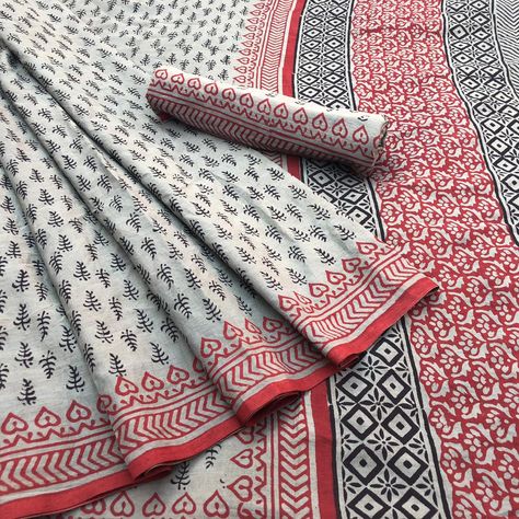 Hand Block Print Saree, Bagru Print Sarees, Bagru Saree, Embroidered Paper, Indian Block Print Fabric, Block Printed Suits, Cotton Sarees Online, Block Print Saree, Cotton Saree Designs