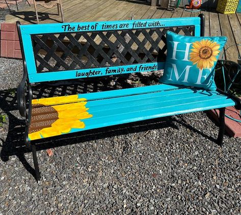 Creative Gardening | I had a much neglected garden bench that needed a facelift | Facebook Tjhoko Paint, Painted Benches, Garden Bench Diy, Burrowing Owl, Bench Seats, Outdoor Garden Ideas, Backyard Designs, Bench Diy, Garden Decor Projects