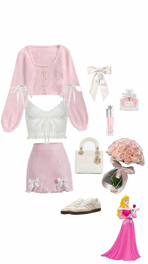 #princess #fashion #fashioninspo #disney #ootd #inspo #pink #pinkaesthetic Sleeping Beauty Modern Outfit, Princess Outfits Ideas, Princess Aurora Outfit, Coquette Disney, Sleeping Beauty Outfit, Disney Ootd, Sleeping Beauty Disney, Princess Fashion, Disney Sleeping Beauty