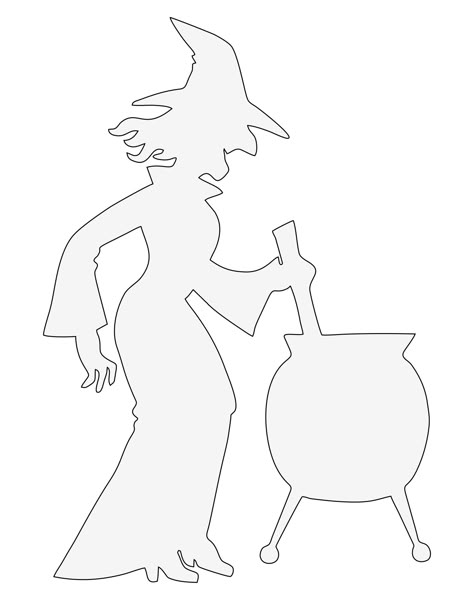 Halloween Silouette Ideas, Halloween Silhouettes Templates Free Printable, Witch Templates Free Printable, How To Draw A Witch, Halloween Stencils Printables Free, Witch Outline, Cauldron Template, Halloween Templates Free Printable, Halloween Printables Free Templates