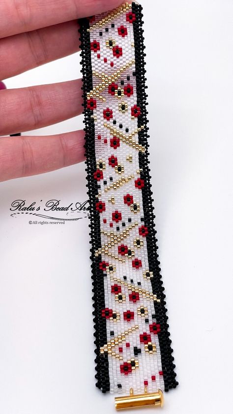 Beads Weaving Patterns, Flower Bead Loom Patterns, Miyuki Beads Pattern Bracelet, Beaded Jewelry Patterns Bracelets, Bead Loom Bracelets Patterns, Miyuki Bracelet Pattern, Bead Loom Designs, Fleurs Diy, Loom Jewelry