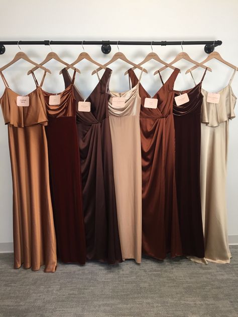 Brown Wedding Themes, Brown Bridesmaid Dresses, Fall Bridesmaids, Fall Bridesmaid Dresses, Dress Colors, Brown Wedding, Dream Wedding Ideas Dresses, Future Wedding Plans, Bridesmaid Dress Colors