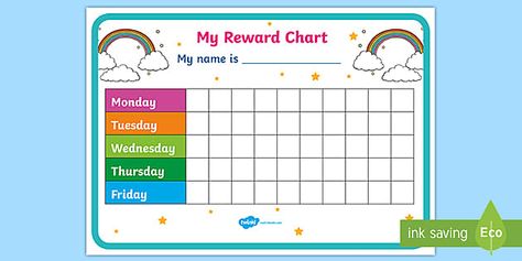 My Reward Chart (Rainbows) - my reward chart, space, chart School Reward Chart, My Reward Chart, Printable Reward Charts, Reward Charts, Unicorn Printables, First Week Of School, Reward Chart, Interactive Activities, Home Pictures