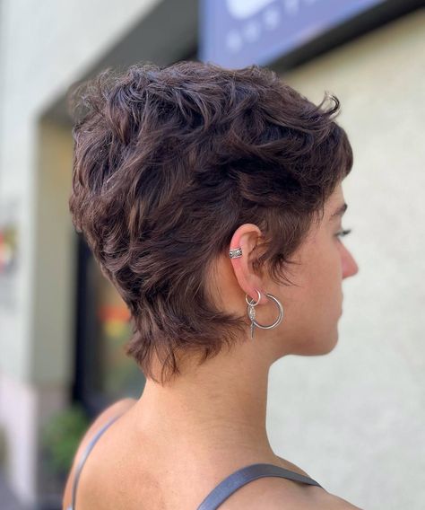 Image 1 of 1 Pixie Haircut For Thick Hair Curly, Short Shag Haircuts For Thick Hair Curly, Pixie Haircut Thick Curly Hair, Short Hair For Frizzy Thick Hair, Gray Curly Pixie Haircut, Pixie Hairstyles Curly Hair, Short Shag Haircuts For Thick Hair, Shaggy Pixie Cut, Shag Curly Hair