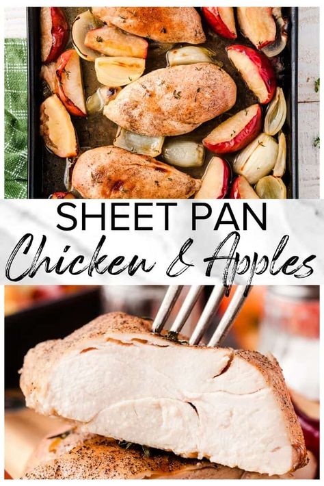 This Apple Chicken recipe is utterly mouthwatering! Easy to make and can be served with a wide variety of vegetables. Baked chicken and apples is a great family dinner, full of fresh taste. Apple Chicken Recipes, Apple Recipes Dinner, Chicken And Apples, Chicken With Apples, Recipe Using Apples, Chicken Sheet Pan, Fall Apple Recipes, Apple Chicken, Apple Recipes Easy