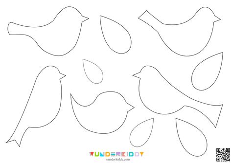 Bird Printables Free Templates, Free Printable Bird Template, Printable Birds Free, Bird Patterns Printable, Bird Printables Free, Bird Patterns And Templates, Paper Birds Template, Fabric Birds Pattern Free, Paper Birds Craft