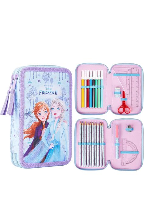 Disney Stitch Pencil Case with Stationery for Girls Frozen Filled Pencil Case School Supplies Colouring Pencils Coloured Markers Stitch Gifts for Girls (Frozen Double Zip) Frozen Pencil Case, Disney School Supplies, Kawaii School Supplies Pencil Cases, Frozen Gifts, American Girl Doll Room, Pencil Cases For Girls, Large Pencil Case, Cute School Stationary, Cool Gifts For Teens